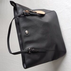 Coach Peyton Leather Zip Top Tote Purse Shoulder Bag In Black